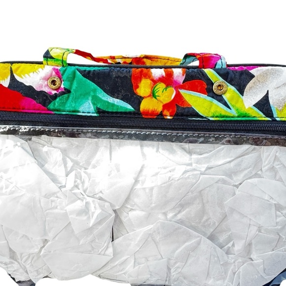 Vintage NEW WITH TAGS Leslie Fay Cosmetic Travel Bag Set Tropical Floral Multi - Picture 5 of 11